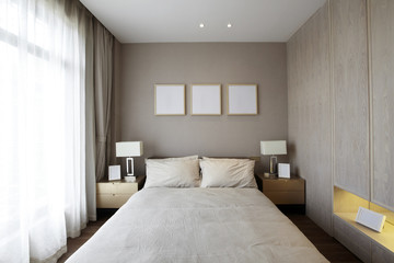 Fototapeta na wymiar Elegant house bedroom interiors