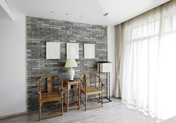 Elegant house interiors,Chinese-style chairs and walls