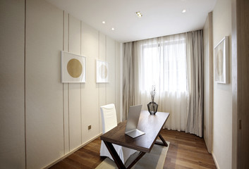 Elegant minimalist house interiors,Study room
