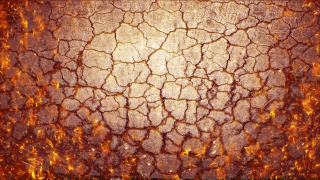     Fissure ground fire burning through crack with hot flame smoke in inferno background texture pattern in 4k ultra HD animation loop 