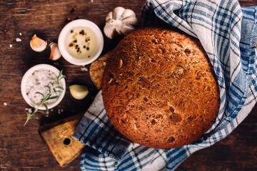 Fresh bread and spices 