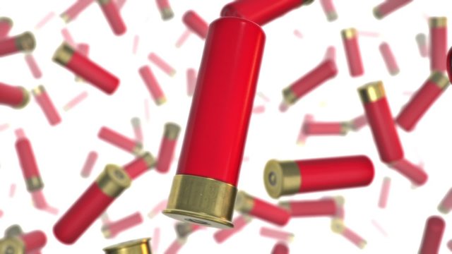 Floating Shotgun Shells Against White