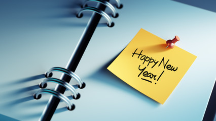 Closeup Yellow Sticky Note paste it in a notebook setting an app