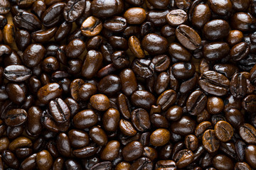 Coffee beans closeup background