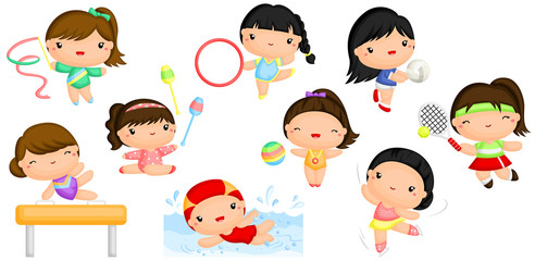 Girl Sports vector Set
