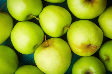 Fresh green apples background