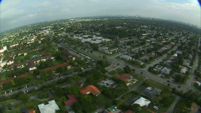 Flying over homes in Miami.