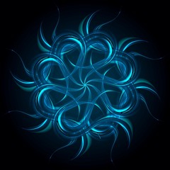Blue glow wavy vector pattern shape