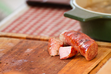 sausage cut, grilled or bbq