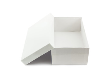White shoe box on white background with clipping path.