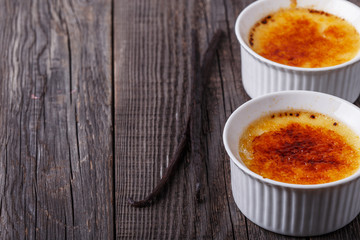 Creme brulee - traditional french vanilla cream dessert.