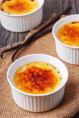 Creme brulee - traditional french vanilla cream dessert.