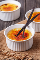 Creme brulee - traditional french vanilla cream dessert.