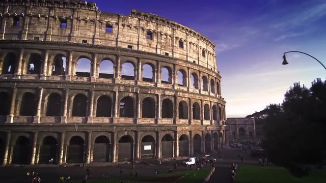 Pan shot from Arch of Constantine to Colesseum