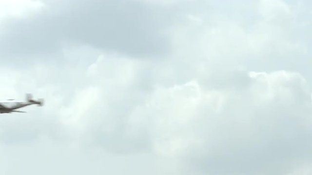 Military version of the Beechcraft AT-11 Kansan, the C-45 Expeditor used by USAAF during World War II.  Recorded in 4K, ultra high definition.