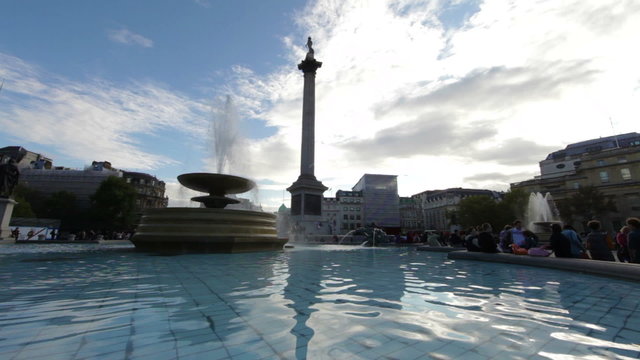 Trafalgar Square from a fountain