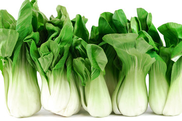 Bok choy green leaf Asia vegetable on white background