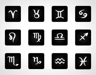 Set of calligraphic zodiac signs, horoscope symbols icon set