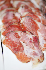 sliced meat on plate