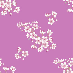 Seamless pattern  with sakura. Hand drawn spring blossom trees. Vector illustration with cherry blossoms. - 99905758