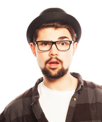 Young man  wearing black hat