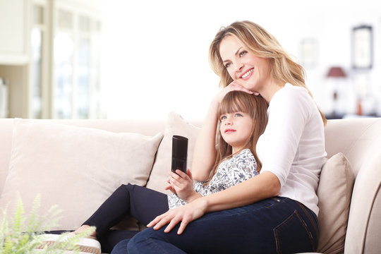 Happy mother and daughter