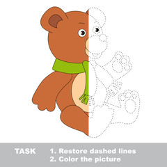 Bear to be colored. Vector trace game.