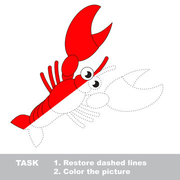 Lobster to be colored. Vector trace game.