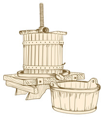 old wine press illustration. vector