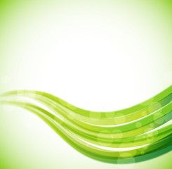 abstract background with green waves and light effects. vector