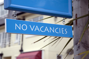 No Vacancies Sign outside of Hotel