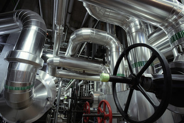 Industrial zone, Steel pipelines, valves and ladders