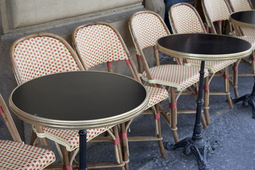 Cafe Tables and Chairs in Paris, France, Europe