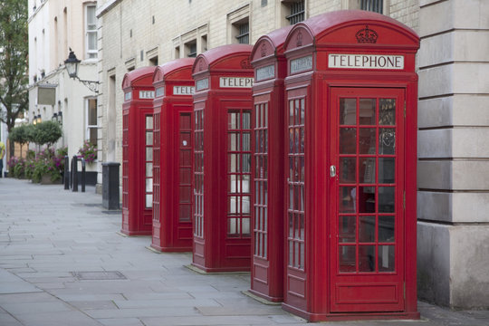 Telephone Boxes near Covent Garden in London, England, UK