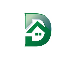 green letter D modern house logo