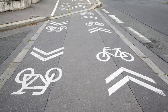 Bike Lane Symbol in Urban Setting