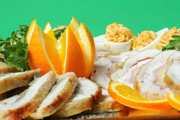 Catering tray with various meats