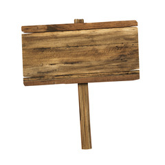 Wooden sign isolated on white. Wood old planks sign