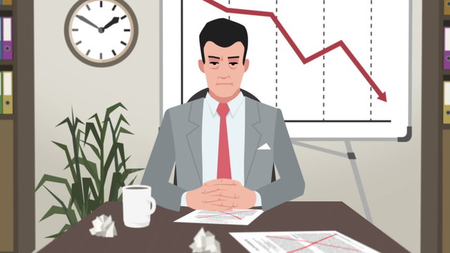 Cartoon Corporate / Businessman Facing Crisis