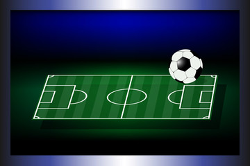 Soccer field on the television screen. Vector illustration.