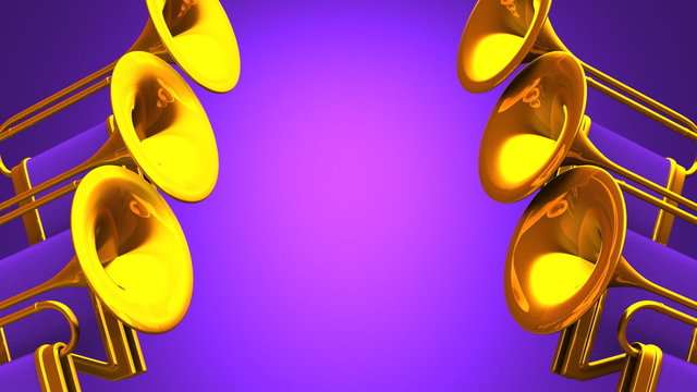 Fanfare On Purple Background