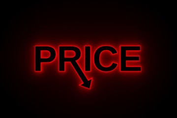 text with arrow shows price drop 