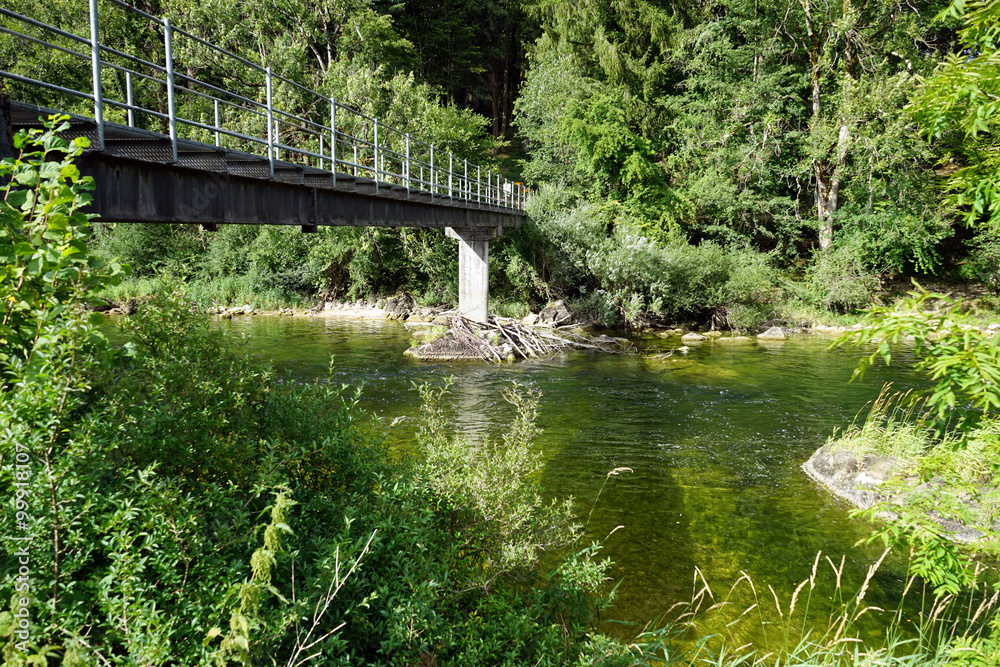 Wall mural Bridge and river