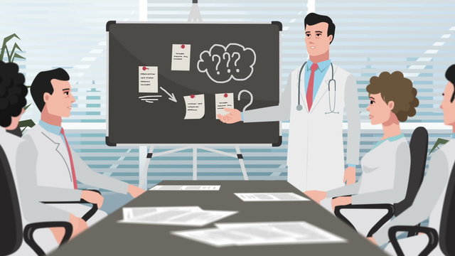 Cartoon Clinic / Man on medical meeting