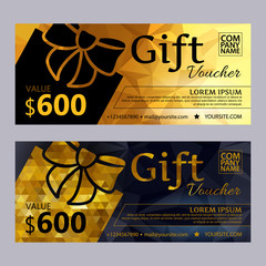 Gift voucher template set with mosaic background.