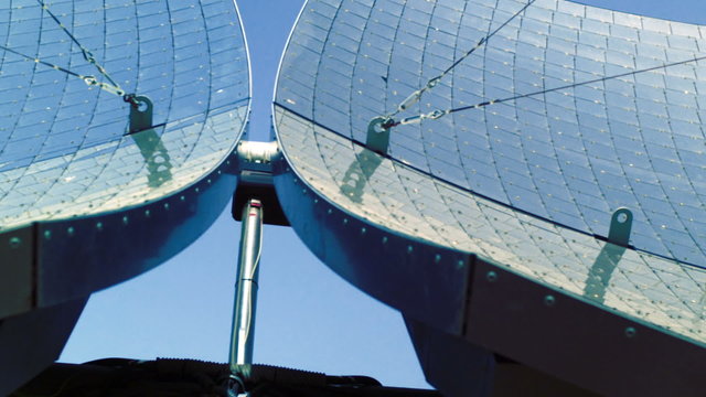 Royalty Free Stock Video Footage of solar panel dishes shot in Israel at 4k with Red.