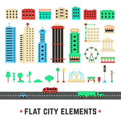 Obraz premium flat city elements on white background