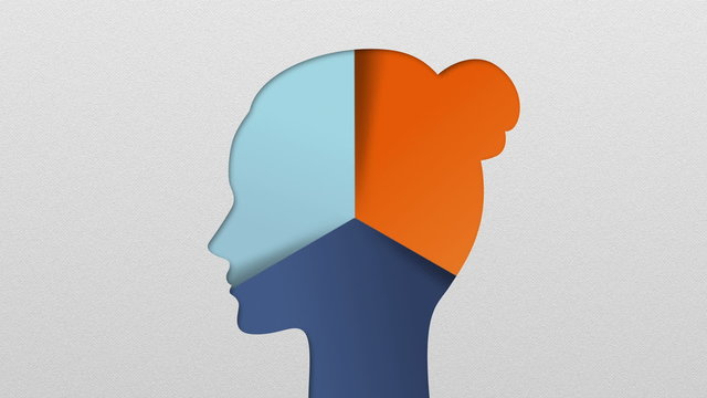 Three result shape of woman head for diagram, chart. presentation templete(included alpha)