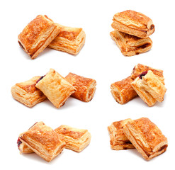 Collection of photos fresh puff pastries
