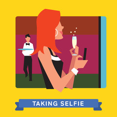 Take a photo selfie. Vector illustration.
